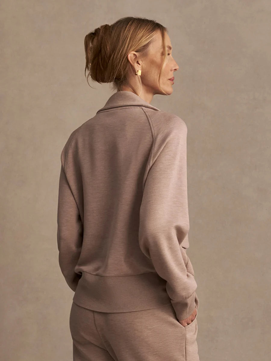 Varley Roxbury Zip-Through Sweat - Taupe Marl