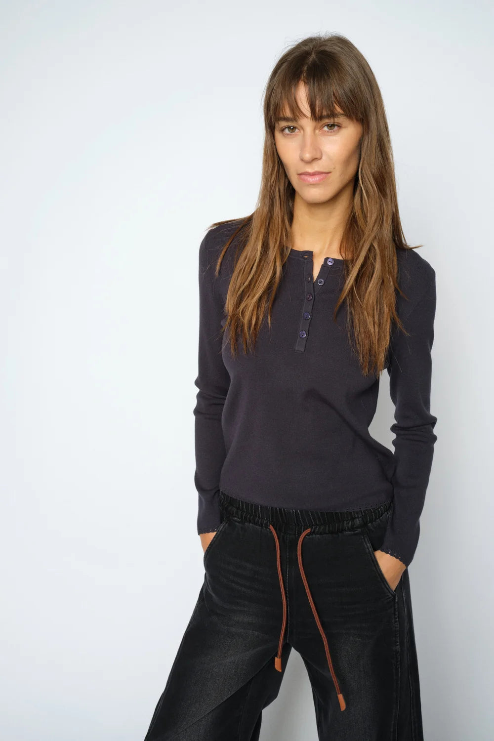 MMAliz Caliz Plain LS Knit - Salute Navy