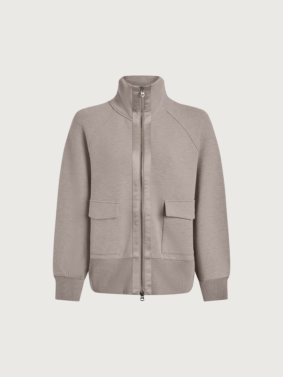 Varley Roxbury Zip-Through Sweat - Taupe Marl
