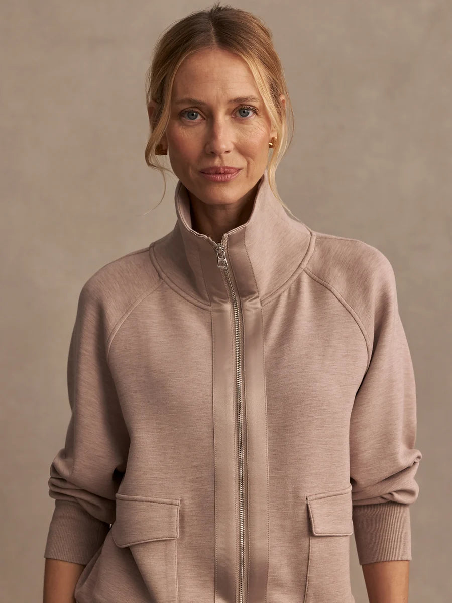 Varley Roxbury Zip-Through Sweat - Taupe Marl