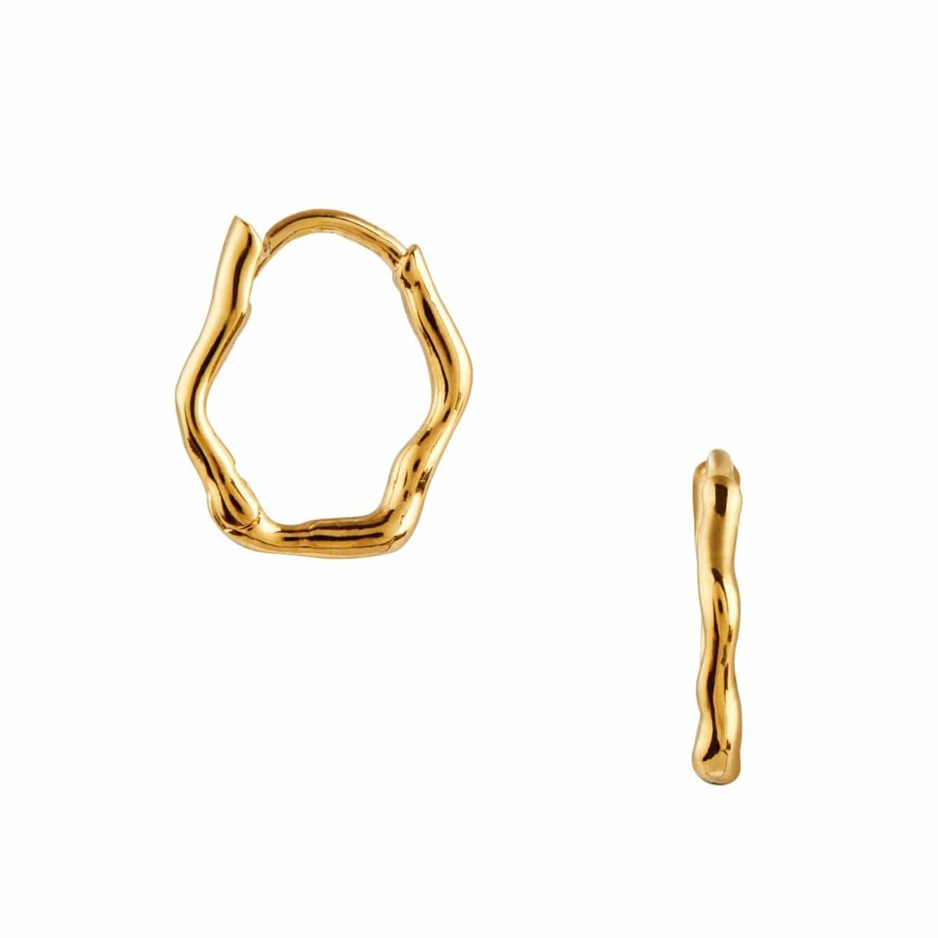 Organic Wave Huggie Hoop Earrings