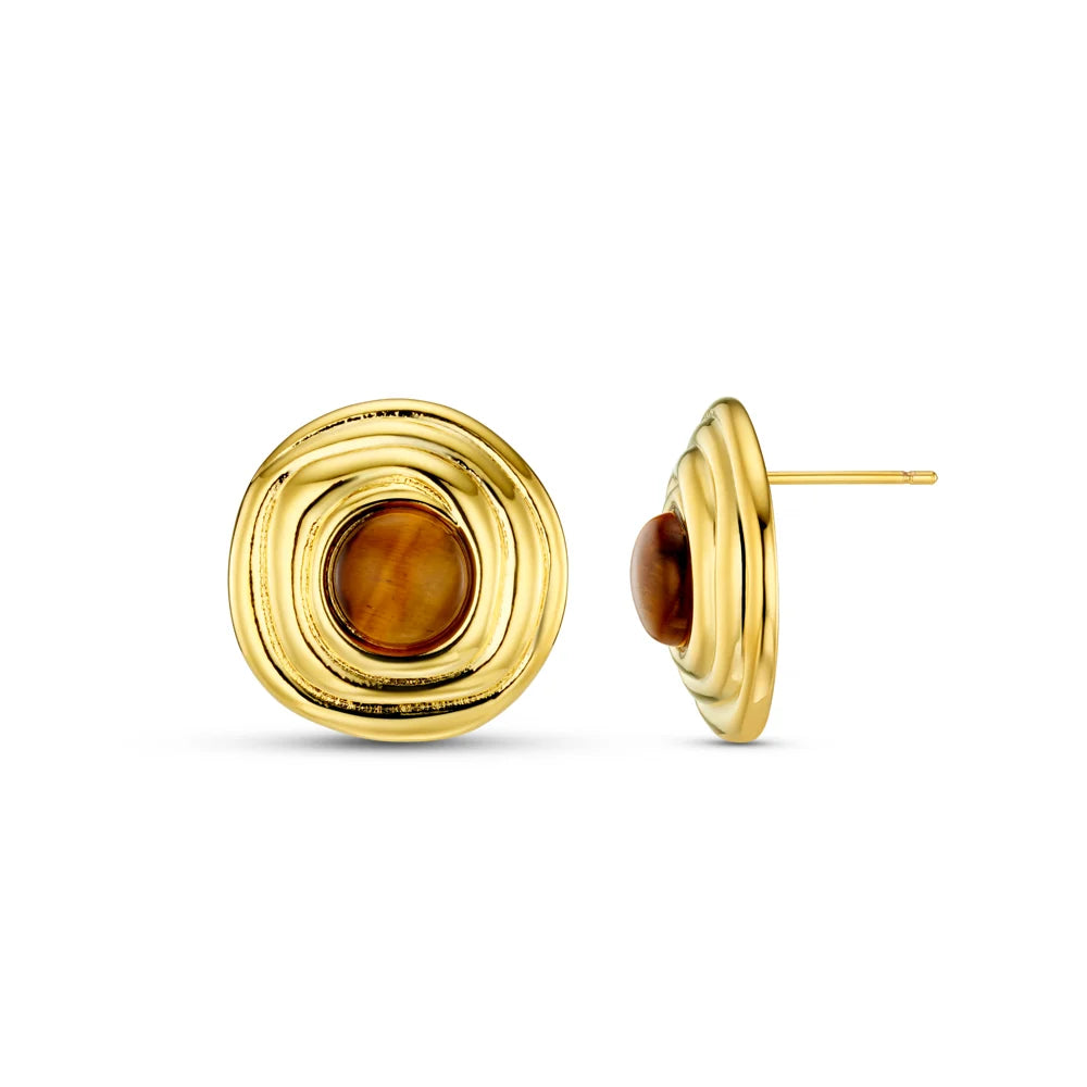 Tiger’s Eye Dome Stud Earrings